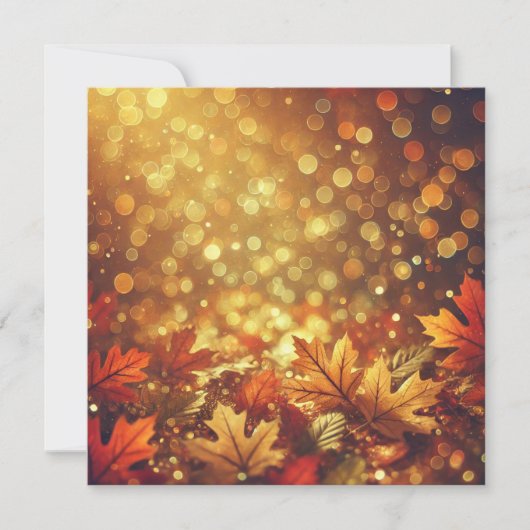 Afdrukbare gouden herfstbladeren Bokeh Scrapbook Kaart (Voorkant)