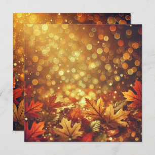 Afdrukbare gouden herfstbladeren Bokeh Scrapbook Kaart