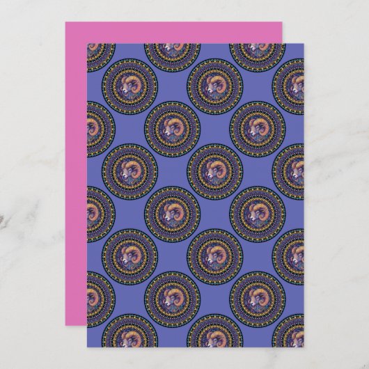 Afdrukbare grillige Ram Zodiac Polka Dot Mandala Kaart (Voorkant / Achterkant)
