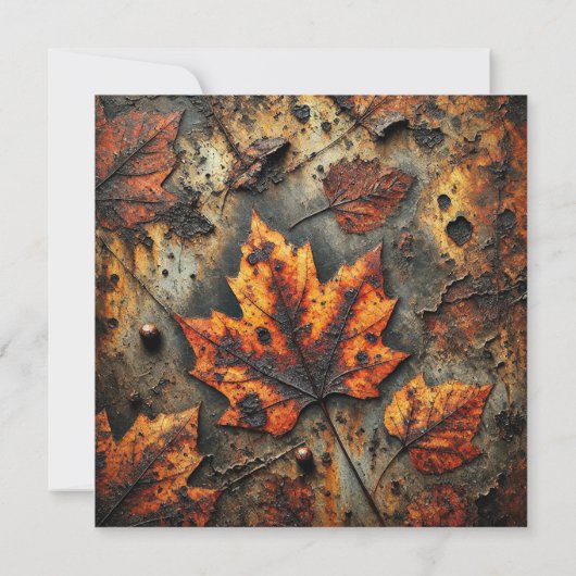 Afdrukbare Grungy Autumnal Rusty Metal Scrapbook Kaart (Achterkant)