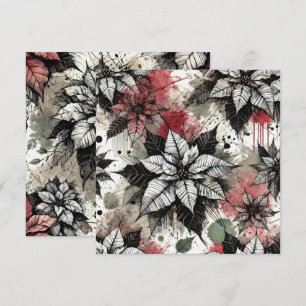 Afdrukbare Grungy Poinsettia Schetsen Scrapbook Kaart