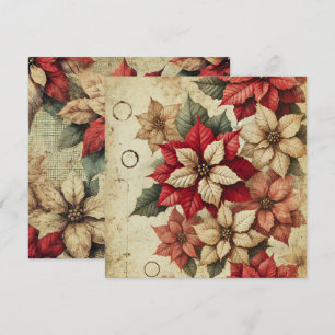 Afdrukbare Grungy Tattered Poinsettia Scrapbook Kaart