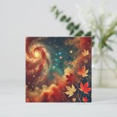 Afdrukbare Herfst Galaxy Nebula Clouds Scrapbook Kaart (Staand voorkant)