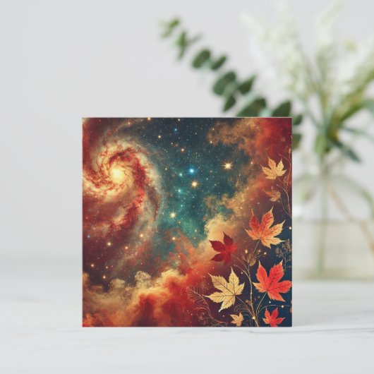 Afdrukbare Herfst Galaxy Nebula Clouds Scrapbook Kaart (Staand voorkant)