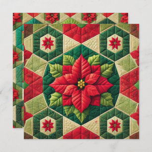 Afdrukbare Hexagon Patchwork Poinsettia Scrapbook Kaart