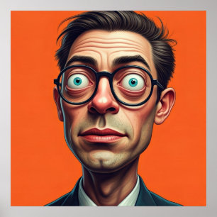 Afdrukbare illustratie grappige zakenman poster