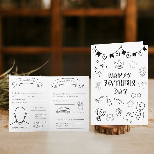 Afdrukbare Kleurplaat Happy Vaderdag Kaart