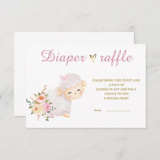 Afdrukbare Lamb Luier loterij sjabloon (Voorkant / Achterkant)