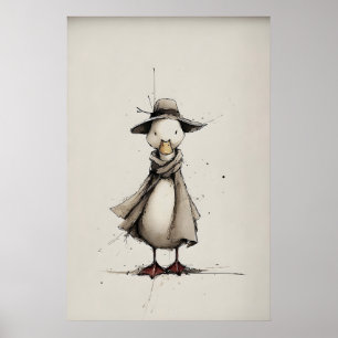 Afdrukbare lente-eend kunst, minimalistische print