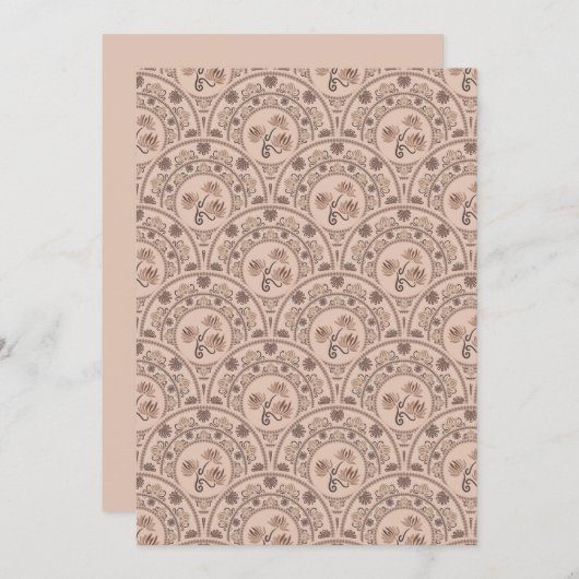 Afdrukbare Mocha Rococo Revival Mandala Scallop Kaart (Voorkant / Achterkant)