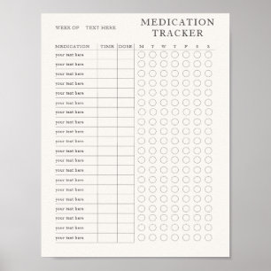 Afdrukbare Moderne Wekelijkse medicatie tracker Poster