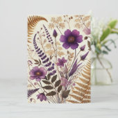Afdrukbare Paarse & Gouden Boho Wildflowers en Fer Kaart (Staand voorkant)
