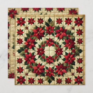 Afdrukbare Patchwork Poinsettia Krans Scrapbooking Kaart