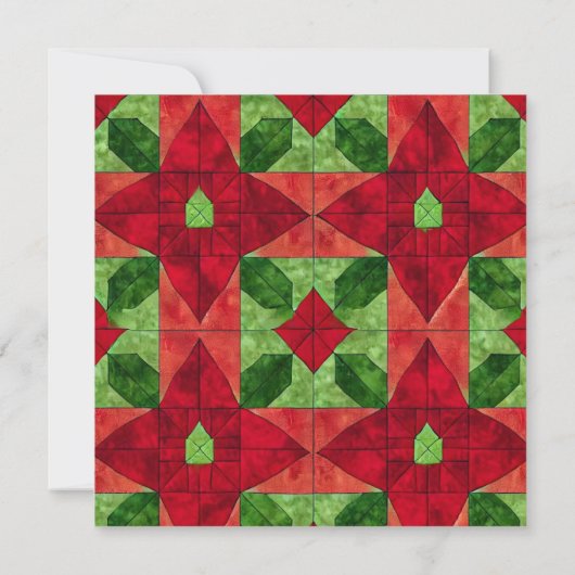 Afdrukbare Patchwork Poinsettia Patroon Scrapbook Kaart (Achterkant)