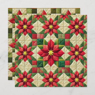 Afdrukbare Patchwork Poinsettia Star Scrapbooking Kaart