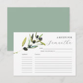 Afdrukbare Recept Kaarten Waterverf Olijftak (Voorkant / Achterkant)