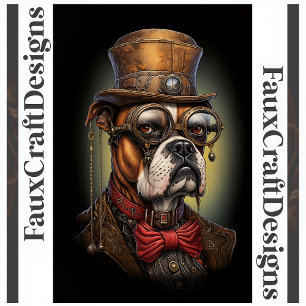Afdrukbare Regal Steampunk Boxer Dog Right 117 Poster