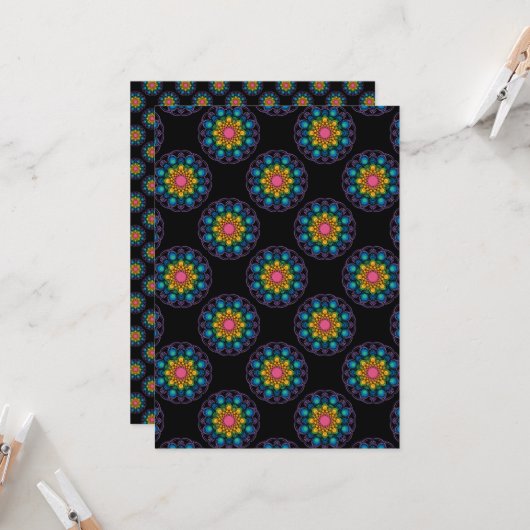 Afdrukbare regenboog mandala Stippen plakboek papi Kaart (Voorkant / Achterkant in situ)