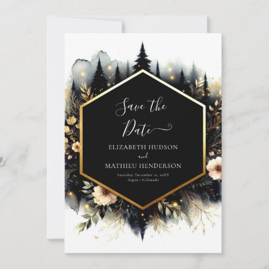 Afdrukbare Romance Enchanted Forest Wedding Save The Date (Voorkant)