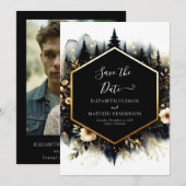 Afdrukbare Romance Enchanted Forest Wedding Save The Date (Voorkant / Achterkant)