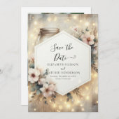 Afdrukbare Romance Mason Jar Wedding Save The Date (Voorkant / Achterkant)