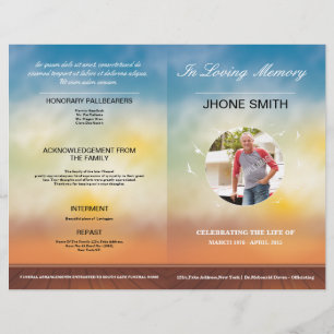 Afdrukbare rouwprogramma sjabloon brochure