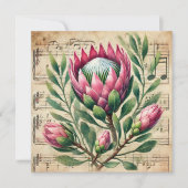 Afdrukbare  Roze en Groene Protea Scrapbook Kaart (Voorkant)