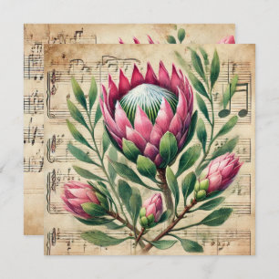 Afdrukbare  Roze en Groene Protea Scrapbook Kaart