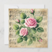 Afdrukbare  Roze en Groene Rozen Scrapbook Kaart (Voorkant)