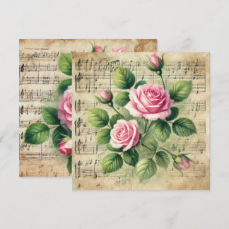 Afdrukbare Roze en Groene Rozen Scrapbook Kaart