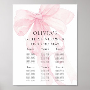 Afdrukbare Roze Strik Bruiloft Feest Zitplaats Gra Poster