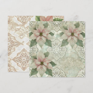 Afdrukbare Shabby Chic Poinsettia & Lace Scrapbook Kaart