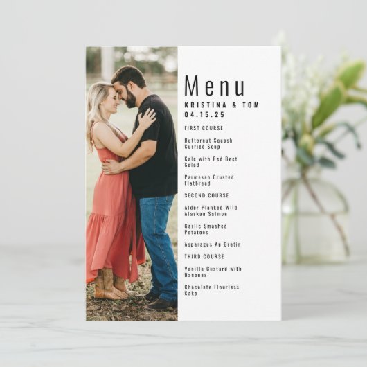 Afdrukbare Sliver van een Photo Menu Bruiloft (Staand voorkant)