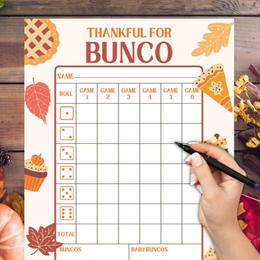 Afdrukbare Thanksgiving Bunco Score Kaarten Bladen