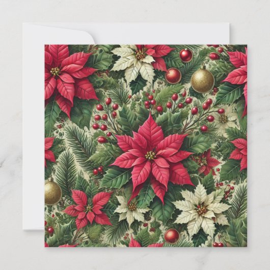 Afdrukbare traditionele rode poinsettia plakboek kaart (Voorkant)