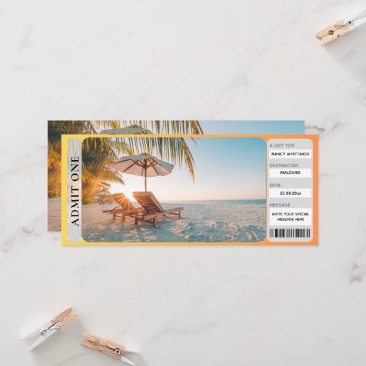 Afdrukbare tropische strand verrassing onthullen t kaart (Voorkant / Achterkant in situ)