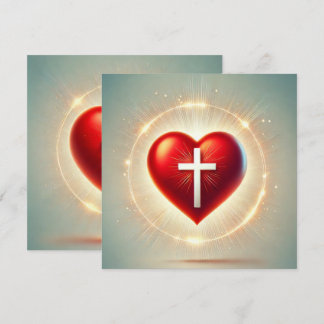 Afdrukbare Vibrant Red Heart Christelijk plakboek Kaart