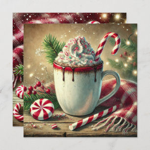 Afdrukbare Vintage Kerst Pepermunt Mocha Kaart