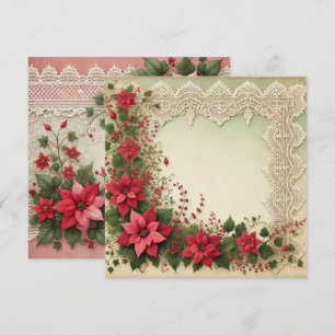 Afdrukbare Vintage Lace Poinsettia Lijst Scrapbook Kaart