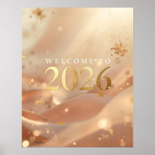 Afdrukbare “Welkom bij 2026” Poster – Golden Dawn 