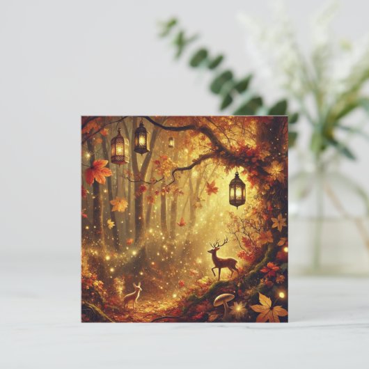 Afdrukbare Whimsical Herfst Gouden Bos Scrapboek Kaart (Staand voorkant)