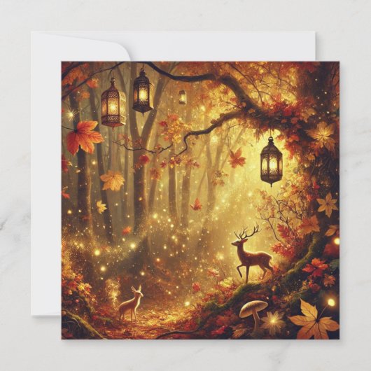 Afdrukbare Whimsical Herfst Gouden Bos Scrapboek Kaart (Voorkant)