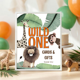 Afdrukbare Wild One Safari Kaarten Cadeaus 1e Verj Poster