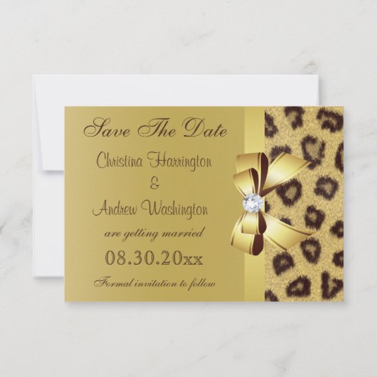 Afdrukcabine, diamant en luipaard, sparen de datum save the date (Achterkant)