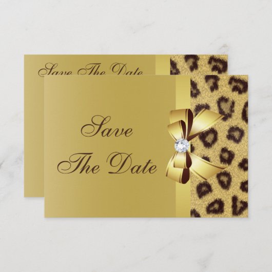 Afdrukcabine, diamant en luipaard, sparen de datum save the date (Voorkant / Achterkant)