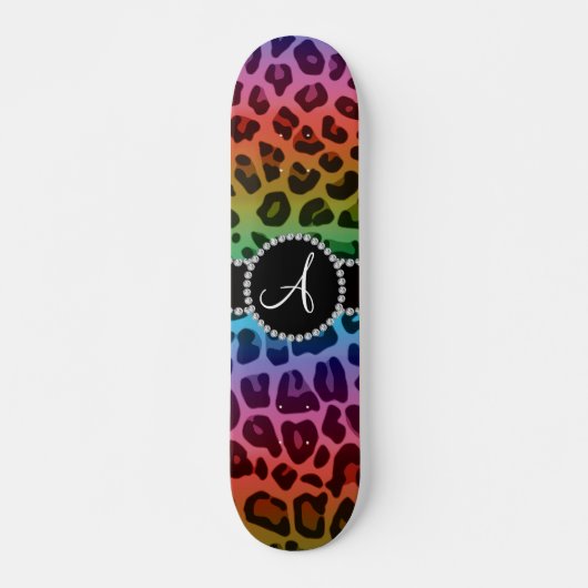 Afdrukcirkel monogram regenboogblad skateboard (Voorkant)