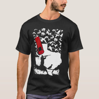 Afdrukhondflesje van de waterverf van Hunting Duck T-shirt