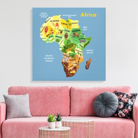 Afdrukken Afrika Map Artwork Canvas (Insitu (Woonkamer))