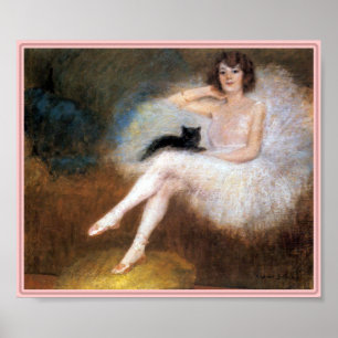 Afdrukken: Ballerina & Black Cat Poster