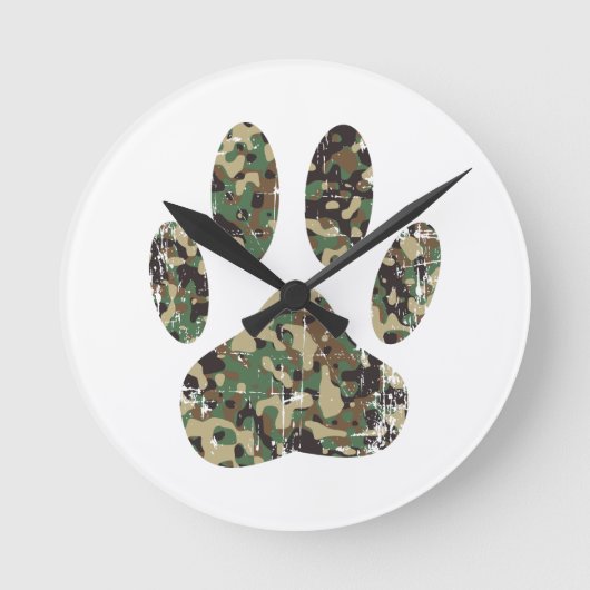 Afdrukken camo dog ronde klok (Voorkant)